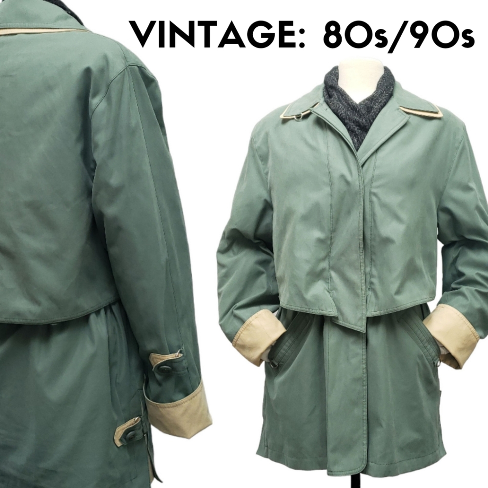 VINTAGE 80s 90s Windbreaker Coat | Green & Yellow | Medium | Nuage Collection